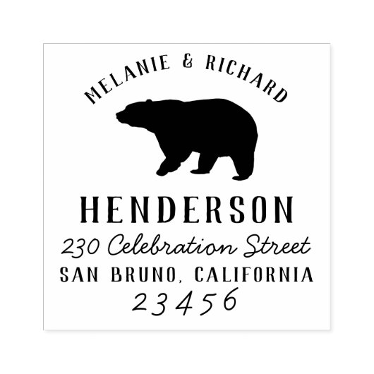 Rustikaler Waldbär Familienname und Rücksendeadres Gummistempel (Prägung)