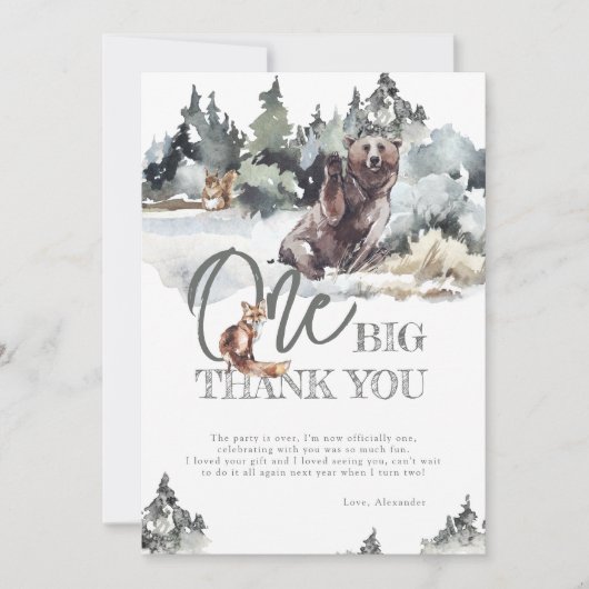 Rustikaler Waldbär & Gebirge Geburtstag Dankeskarte (Vorderseite)