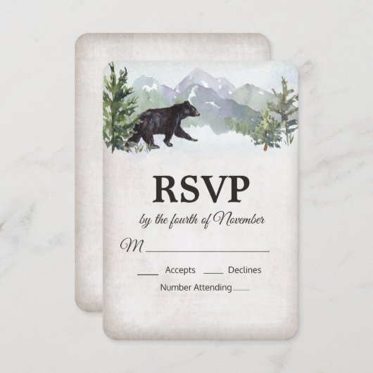 Rustikaler Waldbär Hochzeit RSVP (Vorne/Hinten)