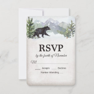 Rustikaler Waldbär Hochzeit RSVP Karte