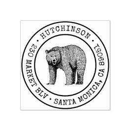 Rustikaler Waldbär Runde Rücksendeadresse Gummistempel