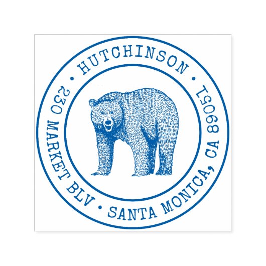 Rustikaler Waldbär Runde Rücksendeadresse Permastempel (Design)