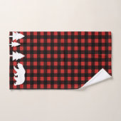 Rustikaler Waldbärn-roter u. schwarzer Büffel-Karo Badhandtuch Set (Handtuch)