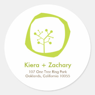 Rustikaler Waldbaum Rings Adresse Hochzeitsticker Runder Aufkleber