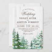Rustikaler Waldbaum zum Hochzeitsempfang Einladung (Vorderseite)