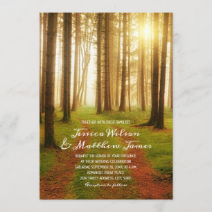 Rustikaler Waldbaumweg Sonnensommer Hochzeit Einladung