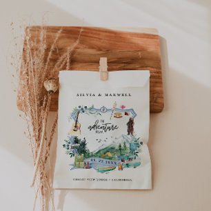 Rustikaler Waldberg   Camping Wedding Wappen Geschenktütchen