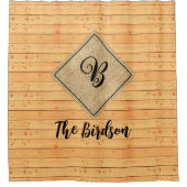 Rustikaler Waldbrand, Familienname Mit Monogramm Duschvorhang (Vorderseite)