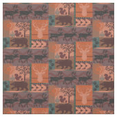 Rustikaler Waldfall-Druck mit Tieren Stoff (Muster)