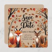 Rustikaler Waldfuchs Save the Date Hochzeit im Her (Vorne/Hinten)