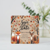 Rustikaler Waldfuchs Save the Date Hochzeit im Her (Stehend Vorderseite)