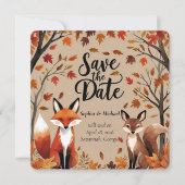 Rustikaler Waldfuchs Save the Date Hochzeit im Her (Vorderseite)