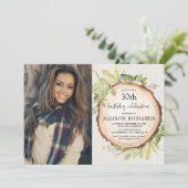 Rustikaler Waldgeburtstags-Partyerwachsener Einladung (Stehend Vorderseite)