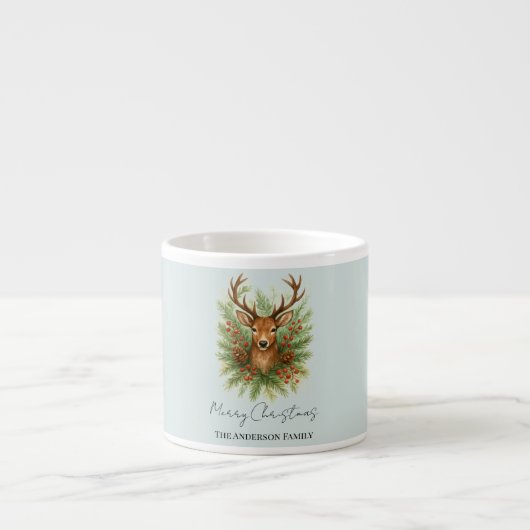 Rustikaler Waldhirschkopf mit Winterlaub - Espressotasse (Vorderseite)