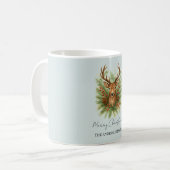 Rustikaler Waldhirschkopf mit Winterlaub - Kaffeetasse (Vorderseite Links)
