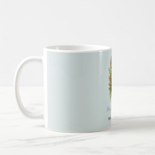 Rustikaler Waldhirschkopf mit Winterlaub - Kaffeetasse (Links)