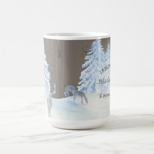 Rustikaler Waldschnee träumt weiße Weihnachten Kaffeetasse (Mittel)