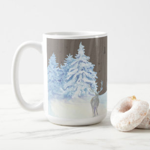 Rustikaler Waldschnee träumt weiße Weihnachten Kaffeetasse