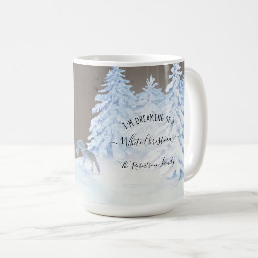 Rustikaler Waldschnee träumt weiße Weihnachten Kaffeetasse (VorderseiteRechts)