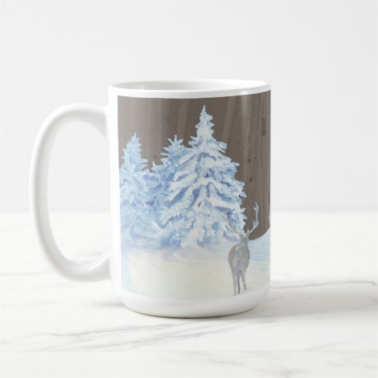 Rustikaler Waldschnee träumt weiße Weihnachten Kaffeetasse (Links)