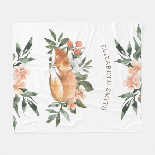 Rustikaler Waldwald Niedlicher Schlaffuchs Fleecedecke (Vorderseite (Horizontal))