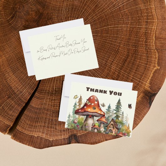 Rustikaler Waldwald Pilzsäulendusche Fall Dankeskarte