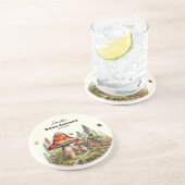 Rustikaler Waldwald Pilzsäulendusche Fall Getränkeuntersetzer (Seite)