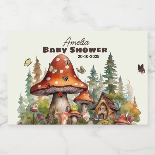 Rustikaler Waldwald Pilzsäulendusche Fall Lebensmitteletikett (Einzelnes Label)