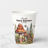 Rustikaler Waldwald Pilzsäulendusche Fall Pappbecher (Rückseite)