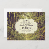 Rustikaler Waldweg Save the Date Postkarten (Vorne/Hinten)