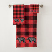 Rustikaler Walking Bear Buffalo Kariert Badhandtuch Set (Insitu)