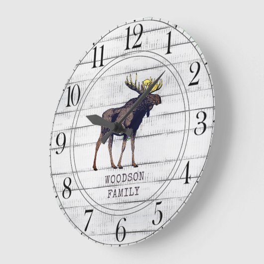 Rustikaler Walking Elch Familienname Große Uhr (Winkel)