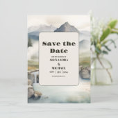 Rustikaler Wasserfall Boho Wedding Save The Date (Stehend Vorderseite)