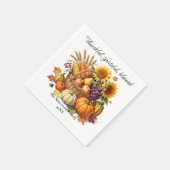 Rustikaler Wasserfarbe-Erntekorb zum Erntedankfest Serviette (Ecke)