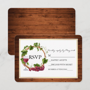 Rustikaler Wasserfarbe-Traubenreben-Holz-Kranz-Hoc RSVP Karte