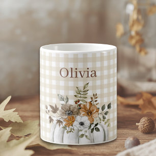 Rustikaler Wasserfarben-Blumen-Kürbis mit individu Kaffeetasse