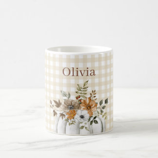 Rustikaler Wasserfarben-Blumen-Kürbis mit individu Kaffeetasse