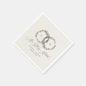 Rustikaler Wasserfarben-Blumenkranz-Monogramm-Hoch Serviette (Ecke)