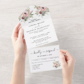 rustikaler Wasserfarben-Blumenstrauß All In One Einladung (Abreißen)