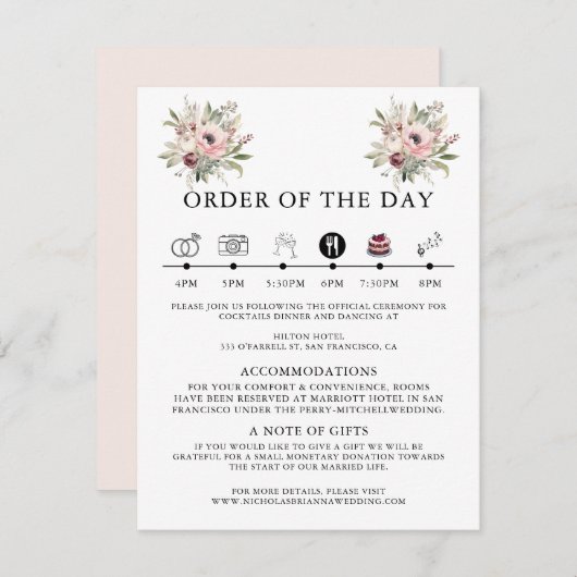 rustikaler Wasserfarben-Blumenstrauß Begleitkarte (Vorne/Hinten)