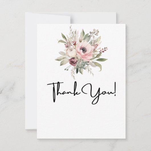 rustikaler Wasserfarben-Blumenstrauß Dankeskarte (Vorderseite)