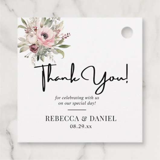 rustikaler Wasserfarben-Blumenstrauß Geschenkanhänger (Rückseite)