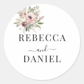 rustikaler Wasserfarben-Blumenstrauß Runder Aufkleber (Vorderseite)