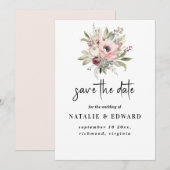 rustikaler Wasserfarben-Blumenstrauß Save The Date (Vorne/Hinten)
