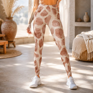 Rustikaler Wasserfarben-Giraffen-Tierdruck Leggings