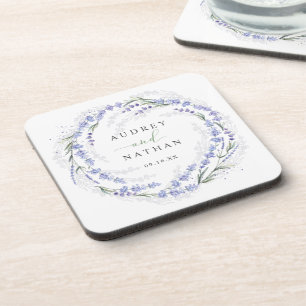 Rustikaler Wasserfarben-Lavendel-Lila-Kranz-Hochze Getränkeuntersetzer