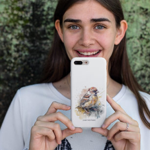 Rustikaler Wasserfarben-Spatz, individuell anpassb Case-Mate iPhone Hülle