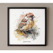 Rustikaler Wasserfarben-Spatz, individuell Poster