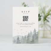 Rustikaler Wasserfarbenbaum Hochzeit QR-Code RSVP Karte (Stehend Vorderseite)