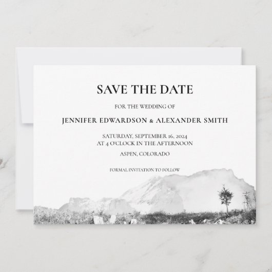 Rustikaler Wasserfarbenberg Save the Date Einladung (Vorderseite)